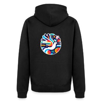 Vibrant Peace Dove Emblem - Unisex Premium Organic Zip Hoodie - black - Back - Nico (187cm)
