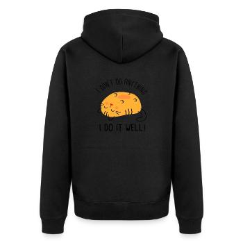 Lustiger Katzenhumor Ich tue nichts - Unisex Premium Bio Zip Hoodie - Schwarz - Hinten - Nico (187cm)