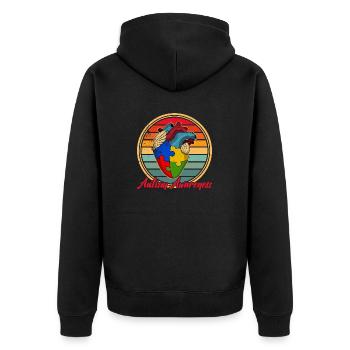 Autism awareness Heart Colors Autism puzzle piece - Unisex Premium Organic Zip Hoodie - black - Back - Nico (187cm)