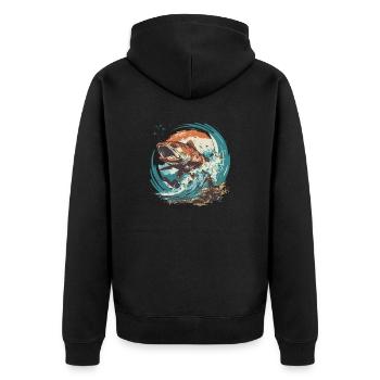 Pêche Pêche Excursion Poisson Lac Canne à pêche pêcheur - Veste à capuche bio Premium Unisexe - noir - Dos - Nico (187cm)