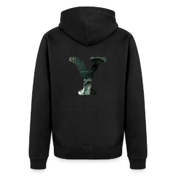 Grün marmorierter Buchstabe y - Unisex Premium Bio Zip Hoodie - Schwarz - Hinten - Nico (187cm)