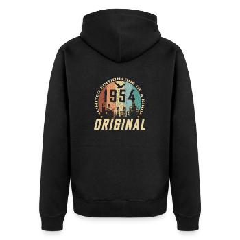 Vintage December 1954 70th Anniversary Gift - Unisex Premium Organic Zip Hoodie - black - Back - Nico (187cm)