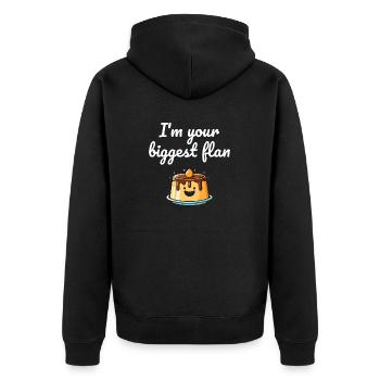 I'm Your Biggest Flan - Funny Dessert Lover - Unisex Premium Organic Zip Hoodie - black - Back - Nico (187cm)