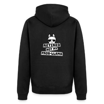 Nicht mein Prob Lama Ruhestand Prob-Llama im Ruhestand - Unisex Premium Bio Zip Hoodie - Schwarz - Hinten - Nico (187cm)