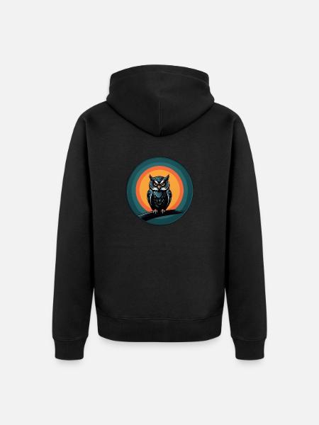 Buntes grafisches Eulendesign für Eulenfans - Unisex Premium Bio Zip Hoodie - Schwarz