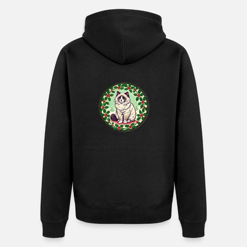 Ragdoll Chat Noël - Veste à capuche bio Premium Unisexe - noir