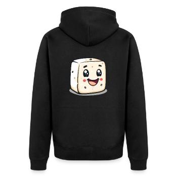 Cute Marshmallow Comic - Unisex Premium Organic Zip Hoodie - black - Back - Nico (187cm)