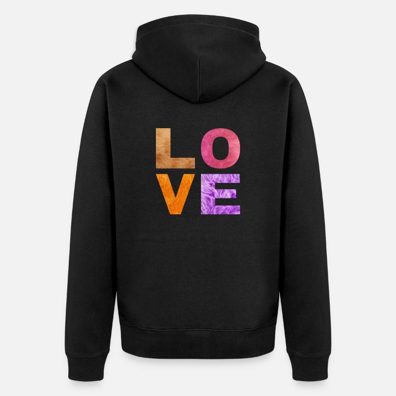 L O V E - Unisex Premium Bio Zip Hoodie - Schwarz