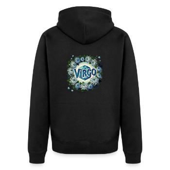 Jungfrau - Unisex Premium Bio Zip Hoodie - Schwarz - Hinten - Nico (187cm)