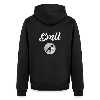 EMIL - Beautiful boy name with dinosaur - Unisex Premium Organic Zip Hoodie - black - Back - Nico (187cm)