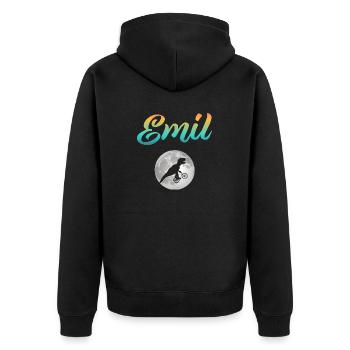 EMIL - Beautiful boy name with dinosaur - Unisex Premium Organic Zip Hoodie - black - Back - Nico (187cm)