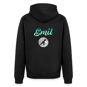 EMIL - Beautiful boy name with dinosaur - Unisex Premium Organic Zip Hoodie - black - Back - Nico (187cm)