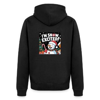 I'M SNOW EXCITED! - Unisex Premium Organic Zip Hoodie - black - Back - Nico (187cm)