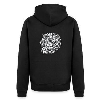 Lion Tribal - Unisex Premium Organic Zip Hoodie - black - Back - Nico (187cm)