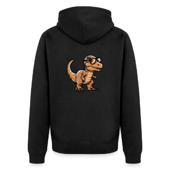 Dinosaur T-Rex Comic Cool - Unisex Premium Organic Zip Hoodie - black - Back - Nico (187cm)