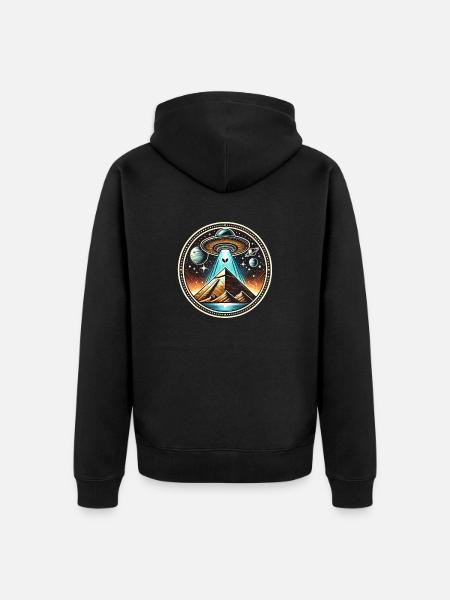 Ufo Alien Pyramids Logo - Unisex Premium Organic Zip Hoodie - black