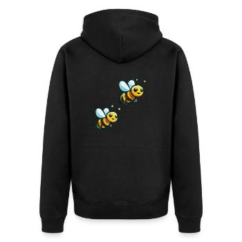 biene cartoon 2 - Unisex Premium Bio Zip Hoodie - Schwarz - Hinten - Nico (187cm)