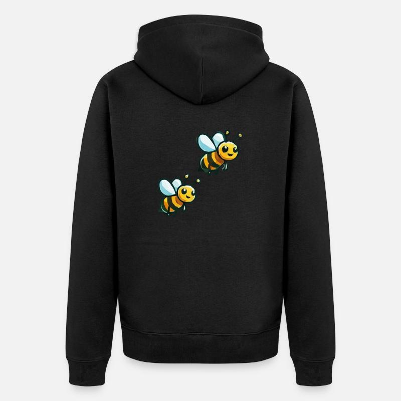 Abeille Dessin animé 2 - Veste à capuche bio Premium Unisexe - noir