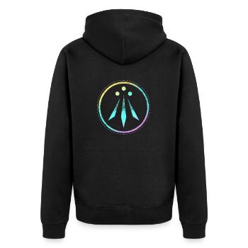Awen - Unisex Premium Organic Zip Hoodie - black - Back - Nico (187cm)