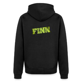 Finn - Unisex Premium Bio Zip Hoodie - Schwarz - Hinten - Nico (187cm)