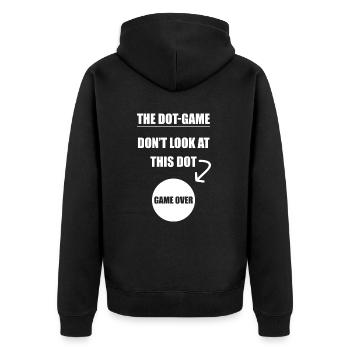 Dotgame Spiel - Unisex Premium Bio Zip Hoodie - Schwarz - Hinten - Nico (187cm)