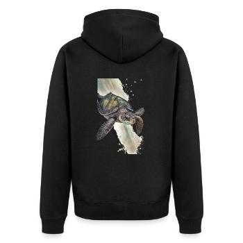 Schildkröte Realistisch Aquarell - Unisex Premium Bio Zip Hoodie - Schwarz - Hinten - Nico (187cm)