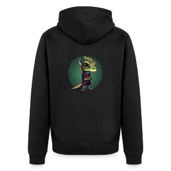 Eidechsen-Fantasie - Unisex Premium Bio Zip Hoodie - Schwarz - Hinten - Nico (187cm)