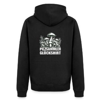 Pilzsammler Pilze - Unisex Premium Bio Zip Hoodie - Schwarz - Hinten - Nico (187cm)
