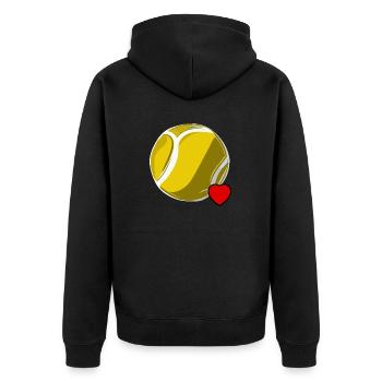 Liebe Tennis - Unisex Premium Bio Zip Hoodie - Schwarz - Hinten - Nico (187cm)
