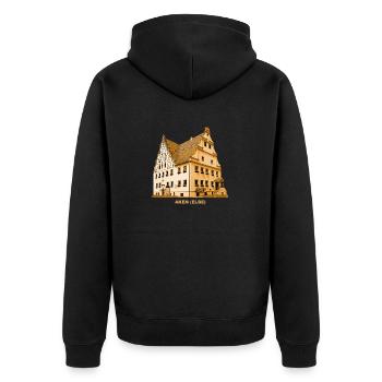 Aken Elbe Town Hall Bitterfeld Saxony-Anhalt - Unisex Premium Organic Zip Hoodie - black - Back - Nico (187cm)