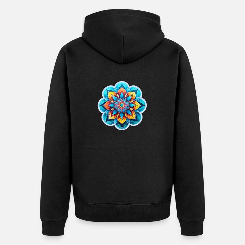 Fleur de mandala - Veste à capuche bio Premium Unisexe - noir