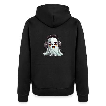 Funny ghost for halloween - Unisex Premium Organic Zip Hoodie - black - Back - Nico (187cm)