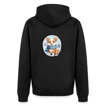 Welsh Corgi avec écharpe - Veste à capuche bio Premium Unisexe - noir - Dos - Nico (187cm)