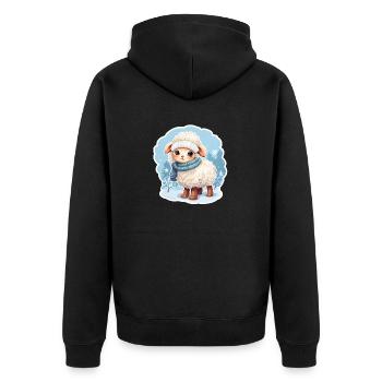 niedliches Schäfchen im frostigen Winter - Unisex Premium Bio Zip Hoodie - Schwarz - Hinten - Nico (187cm)