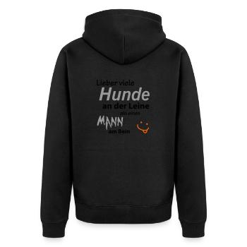 Lieber viele Hunde an der Leine - Unisex Premium Bio Zip Hoodie - Schwarz - Hinten - Nico (187cm)