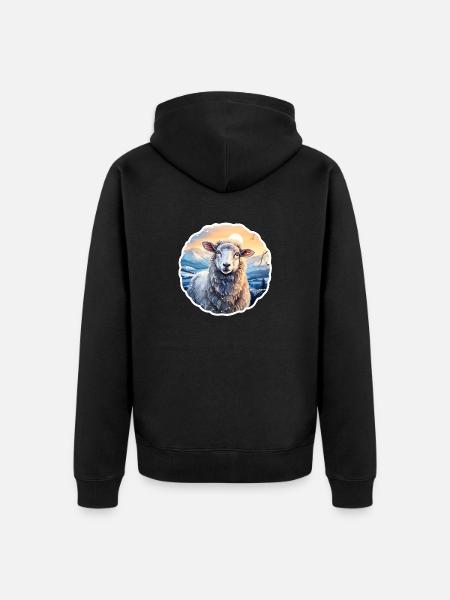 Sheep in winter - Unisex Premium Organic Zip Hoodie - black