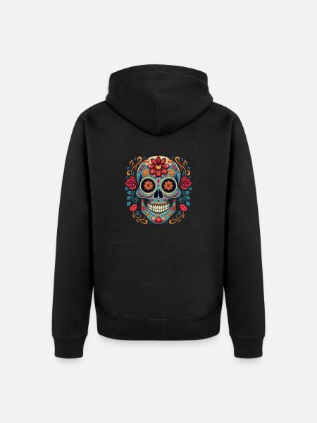Calavera Sugar Skull - Unisex Premium Organic Zip Hoodie - black