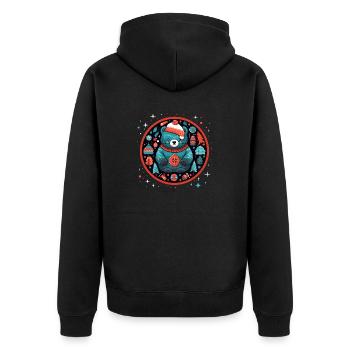 Cute Bear In Ornament, Love Bears - Unisex Premium Organic Zip Hoodie - black - Back - Nico (187cm)