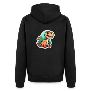 Karikatur-Dinosaurier - Unisex Premium Bio Zip Hoodie - Schwarz - Hinten - Nico (187cm)