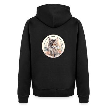 Maine Coon Cat Boho Style, Love cats - Unisex Premium Organic Zip Hoodie - black - Back - Nico (187cm)