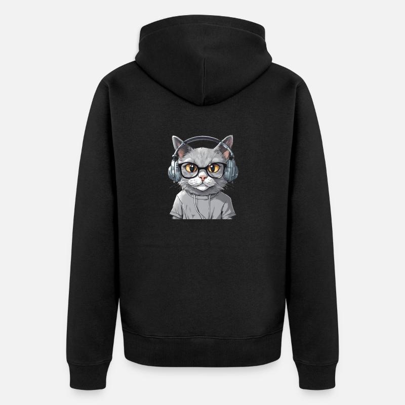 Grey Cat Web Developer - Unisex Premium Organic Zip Hoodie - black