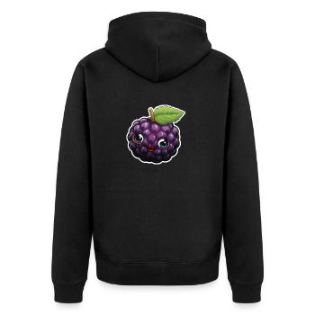 süße Brombeere - Unisex Premium Bio Zip Hoodie - Schwarz - Hinten - Nico (187cm)