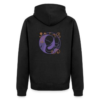 Im Kaffeesatz lesen. Magischer Augenblick & Genuss - Unisex Premium Bio Zip Hoodie - Schwarz - Hinten - Nico (187cm)