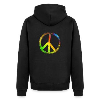 peace sign rainbow 02 - Unisex Premium Bio Zip Hoodie - Schwarz - Hinten - Nico (187cm)