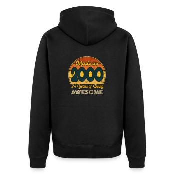 Né en 2000 - Vintage 2000 Anniversaire Rétro - Veste à capuche bio Premium Unisexe - noir - Dos - Nico (187cm)