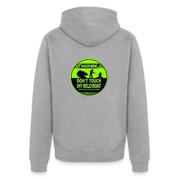 Bellyboat warning - Unisex Premium Organic Zip Hoodie - heather grey - Back - Nico (187cm)