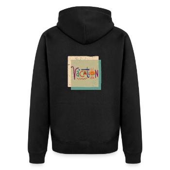 Vacation Feeling. Zeit für Urlaub - Unisex Premium Bio Zip Hoodie - Schwarz - Hinten - Nico (187cm)