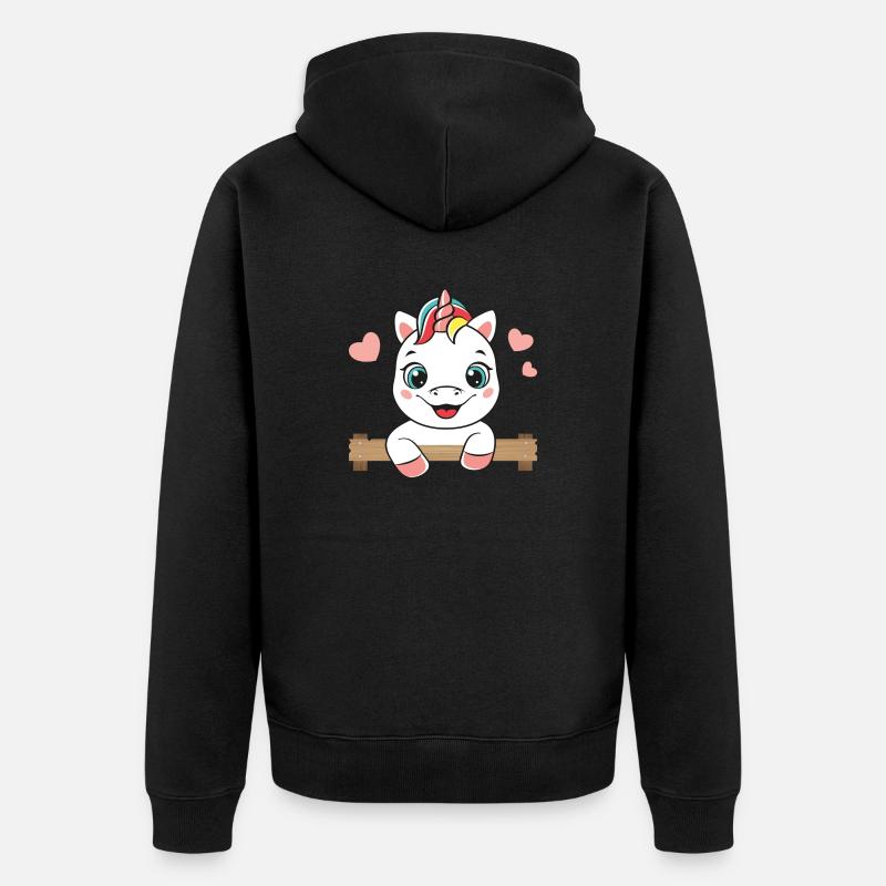 Licorne joyeuse - Veste à capuche bio Premium Unisexe - noir