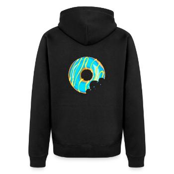 Donut Munquer Manager Boucher Patisserie 120323 Q - Unisex Premium Bio Zip Hoodie - Schwarz - Hinten - Nico (187cm)