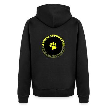 animal supporter - Unisex Premium Bio Zip Hoodie - Schwarz - Hinten - Nico (187cm)